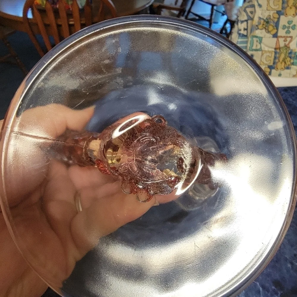 Vintage Indiana Glass Double Candle With Color Grapes And Vine Holder